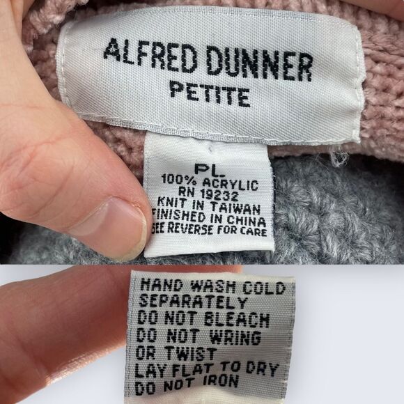 Alfred Dunner Petite Blush Pink Acrylic Chenille Cabled Mock Neck Sweater PL - Picture 3 of 3